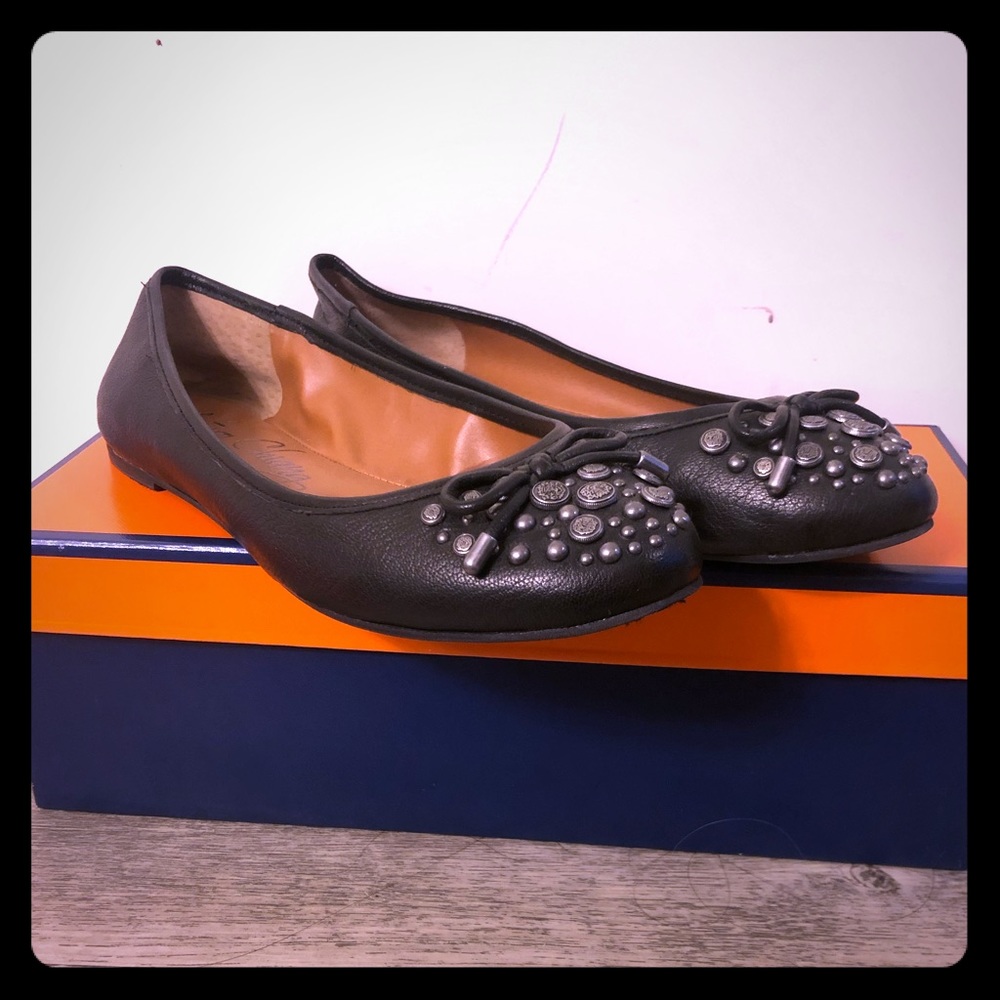 Black flats with silver decor